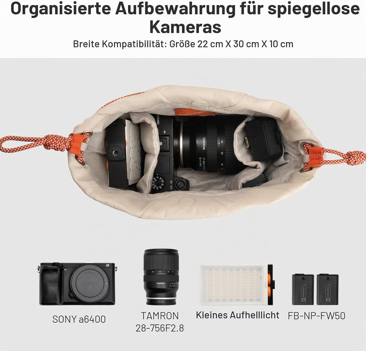PGYTECH OneGo Kameratasche Beutel mit Kordelzug, Strassenfotografie Stylische Weiche Handetasche Sch