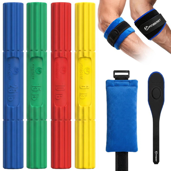 FitBeast Flex Therapy Bar Unterarmtrainer für Tennisarm und Golferellenbogen, 4 Widerstände Griffkra