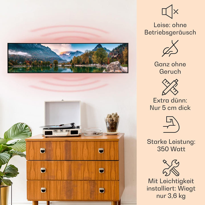 Klarstein Infrarotheizung mit Thermostat, 350W Elektroheizung, Smart Home Bild-Infrarotheizung zur W