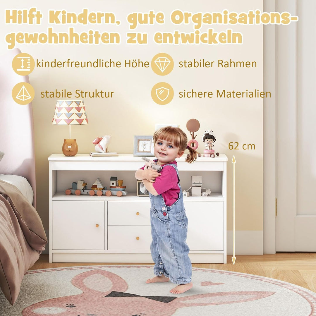 DREAMADE Kinderregal, Spielzeugschrank mit 3 Schubladen, Kinderzimmer Aufbewahrung Spielzeug Organiz