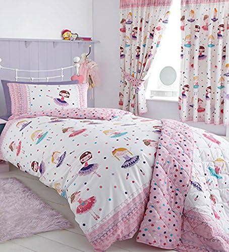 Bettwäsche-Set, Bettbezug und Kissenbezug für Kinder, Einzelbett, Motiv Ballerina, Pink