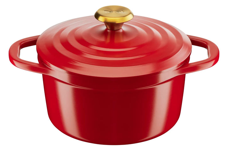 Tefal Luftkochtopf 24 cm, leichter Aluminiumguss Dutch Oven mit Kondensationsdeckel, leicht zu reini