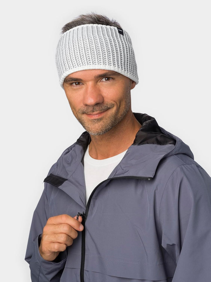 Eisbär Stirnband Herren & Damen Sorrak weiss - Merino Headband Unisex mit Fleece schützt vor Kälte u