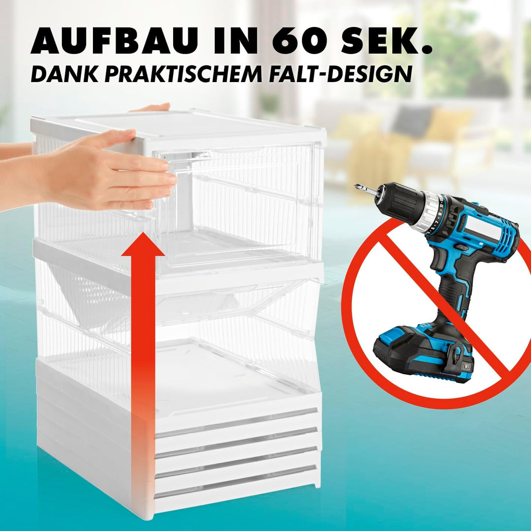 EASYmaxx faltbares Schuhregal mit durchsichtiger Front | 1-6 transparente Schuhboxen | Platzsparende