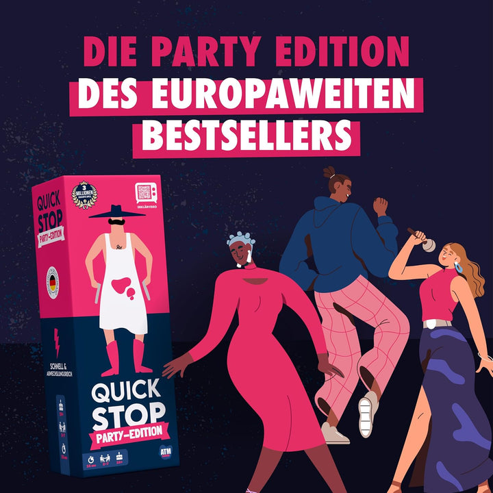 ATM Gaming Quickstop - Das Buchstaben-Duell - Party-Edition - Kartenspiel für Jugendliche und Erwach