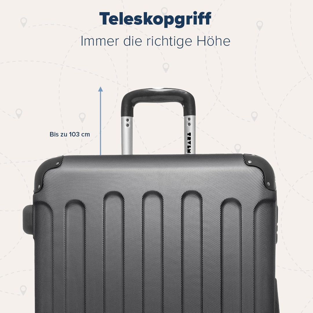 TRVLMORE Kofferset 3 Teilig Hartschale - Koffer & Trolleys Set - Reisekoffer Set 3 Teilig - Koffer S