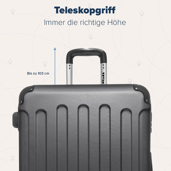 TRVLMORE Kofferset 3 Teilig Hartschale - Koffer & Trolleys Set - Reisekoffer Set 3 Teilig - Koffer S
