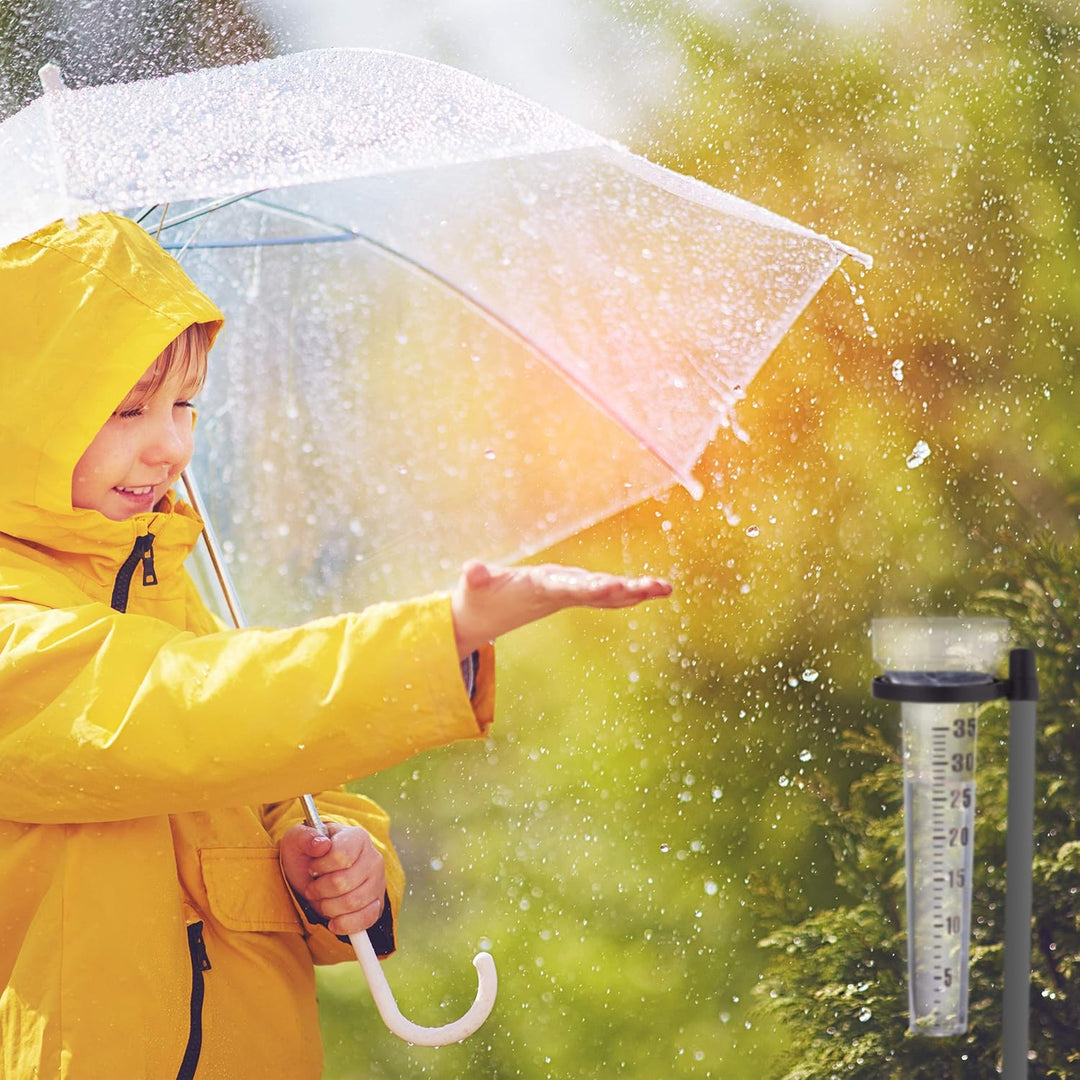 10 x Regenmesser im Set, mit Halter, Niederschlagsmesser Garten, grosse Anzeige 35 mm/m², Kunststoff