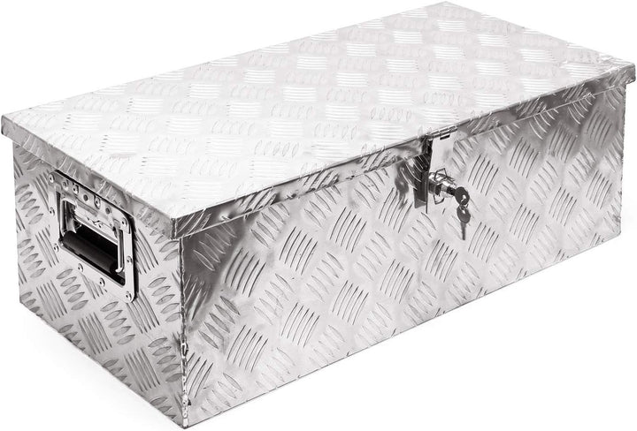 Wiltec Werkzeugbox Alu 76x32x24,5 cm Silberfarbene Transportbox, Werkzeugkiste inkl. Schlüssel, Alub