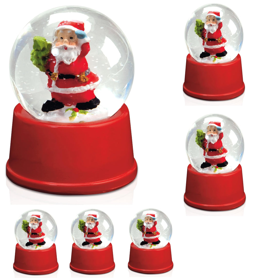 6 Stück Schneekugeln mit Weihnachtsmann Figur Snowdome Kugelornamente Schneewirbel als Deko oder Mit