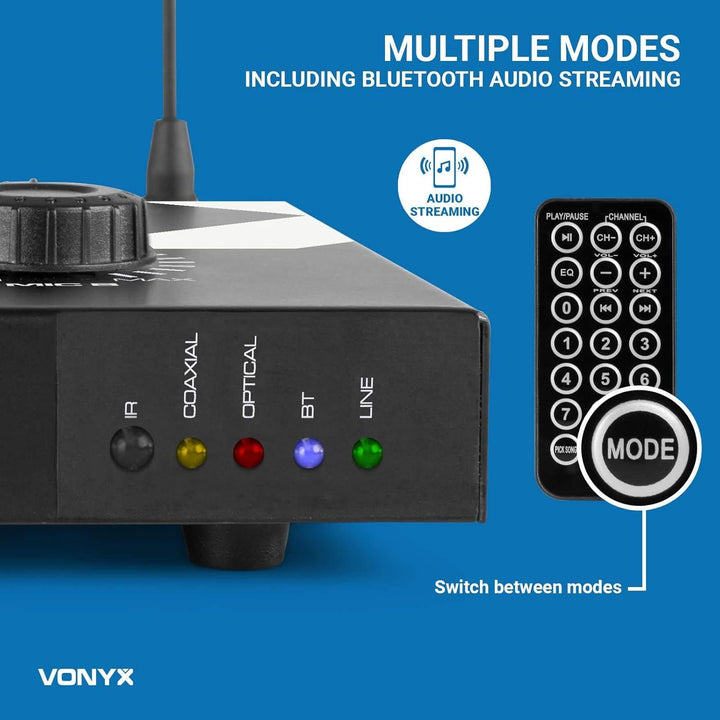 Vonyx AV510 PRO Karaoke Mikrofon Set mit 2X drahtlosen UHF Mikrofonen und Karaoke Mixer, KTV Set, Bl