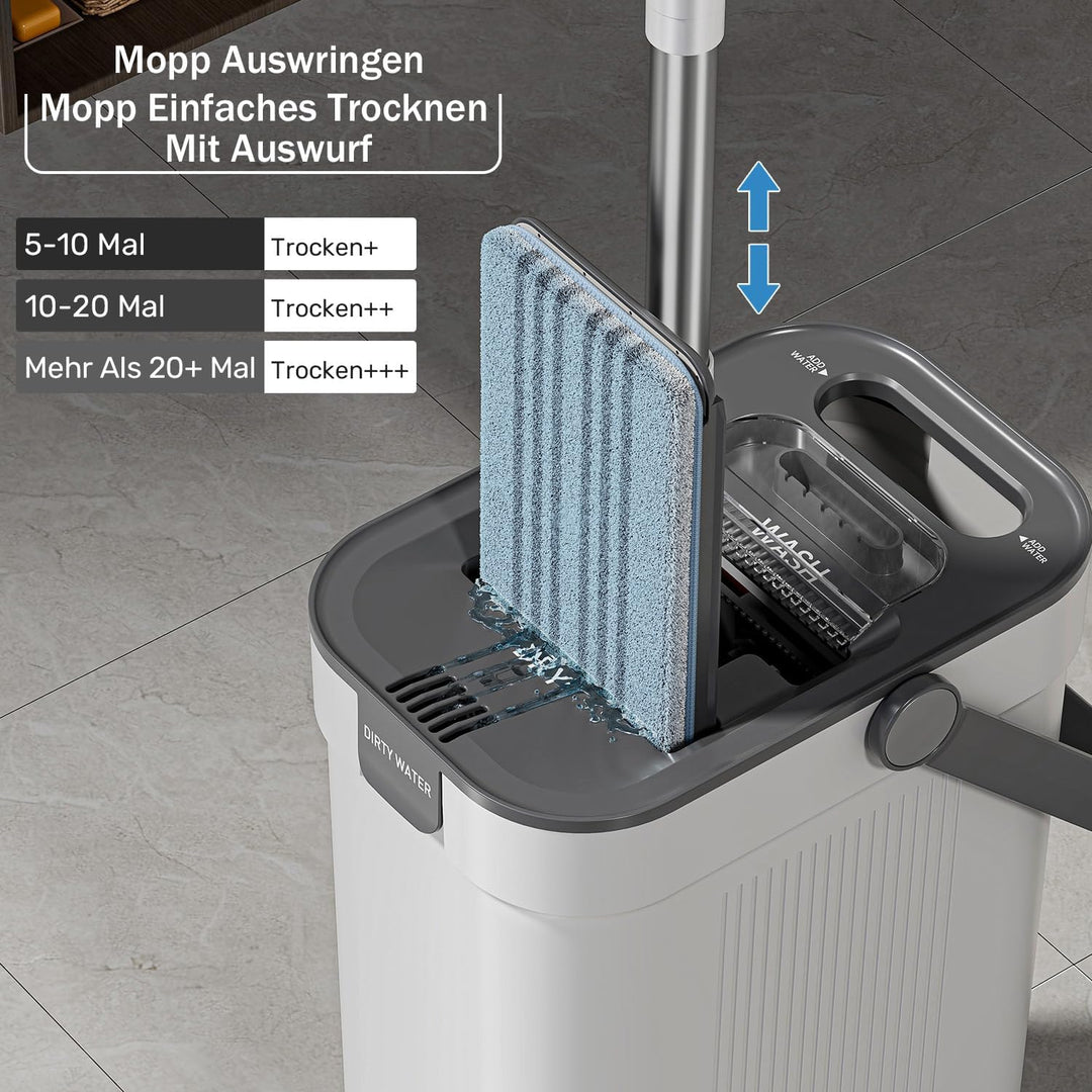 HoMettler wischmopp Set mit Eimer,Mopp mit klarem Wasser auswaschen,100% Trennung von Frisch und Sch