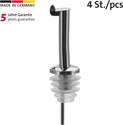 Westmark 4 Spirituosen-/Öl-Ausgiesser für Flaschen, mit Kläppchen, mit Luftröhrchen, Metall/rostfrei