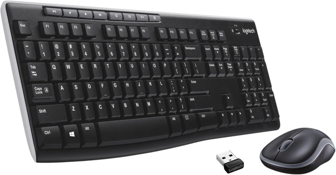 Logitech MK270 Kabelloses Set mit Tastatur und Maus für Windows, US QWERTY-Layout - Schwarz