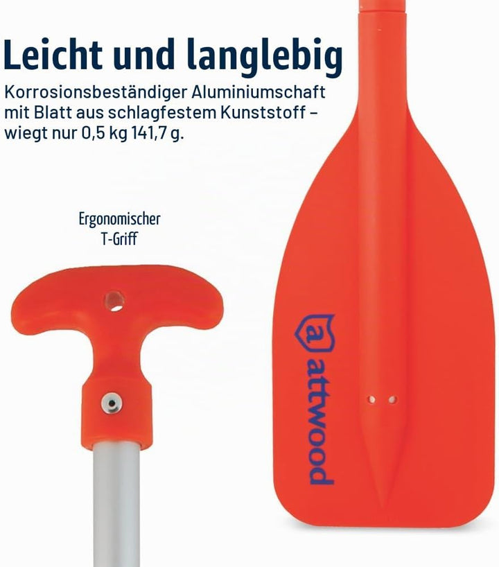 Attwood Notfall-Teleskop-Paddel für Bootfahren, Orange, mehrere Grössen 50,8 cm bis 107,7 cm, 50,8 c