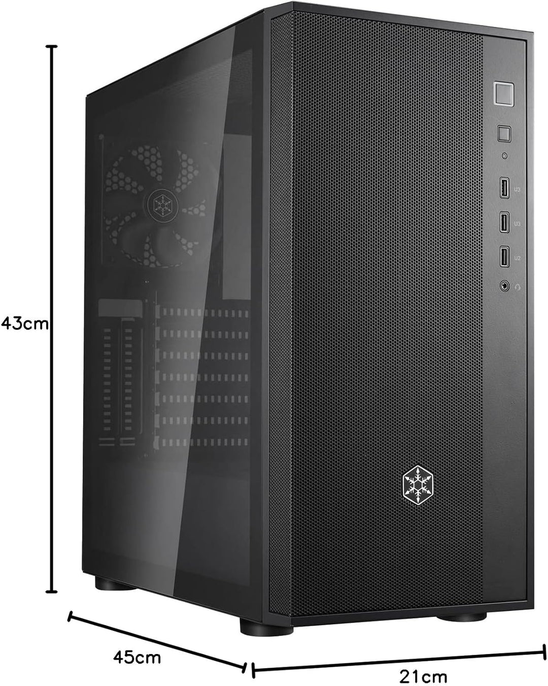 Silverstone FARA R1 V2- FARA R1-V2 Tower ATX Computer Gehäuse, Mesh Front Panel, Seitenteil aus gehä