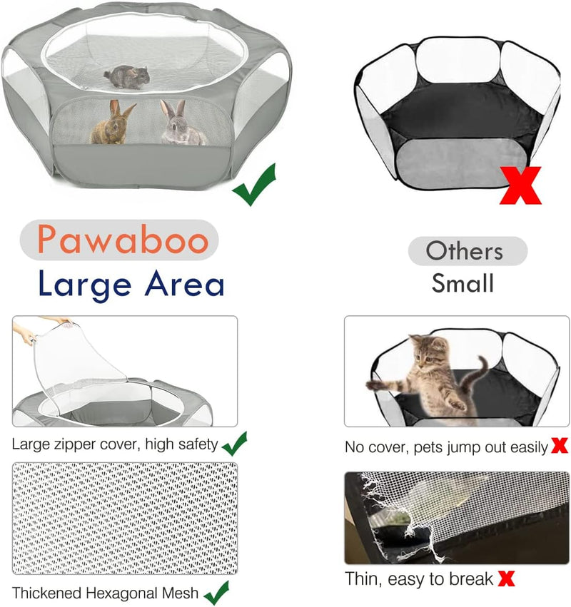 Pawaboo Kleintiere Freigehege, Wasserdicht Faltbar Kaninchen Freilaufgehege für Hasen Hühner Kätzche