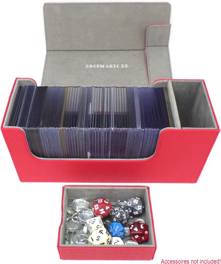 docsmagic.de Premium Magnetic Tray Long Box Red Small + 2 Flip Boxes - Rot Small + 2 Flip Boxes Rot,