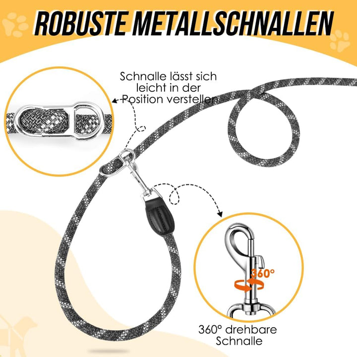 Hundeleine 3m für Kleine mittelgrosse Hunde, 8in1 Schleppleine mit 3 Verstellbare Schnalle und Griff