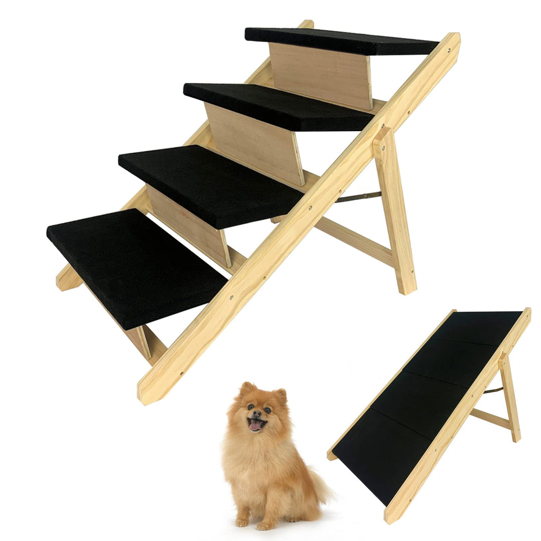 Aufun 2-in1 Hunderampe, Haustiertreppe Hundetreppe Faltbar für Katzen grosse und kleine Hunde, Tiert