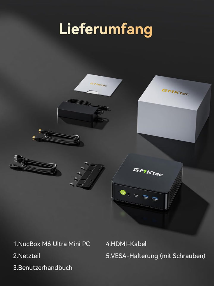 GMKtec M6 Ultra Mini PC, 3 Jahre Support, AMD Ryzen 5 7640HS (Beats 6800H) bis 5,0 GHz, 16GB DDR5 RA