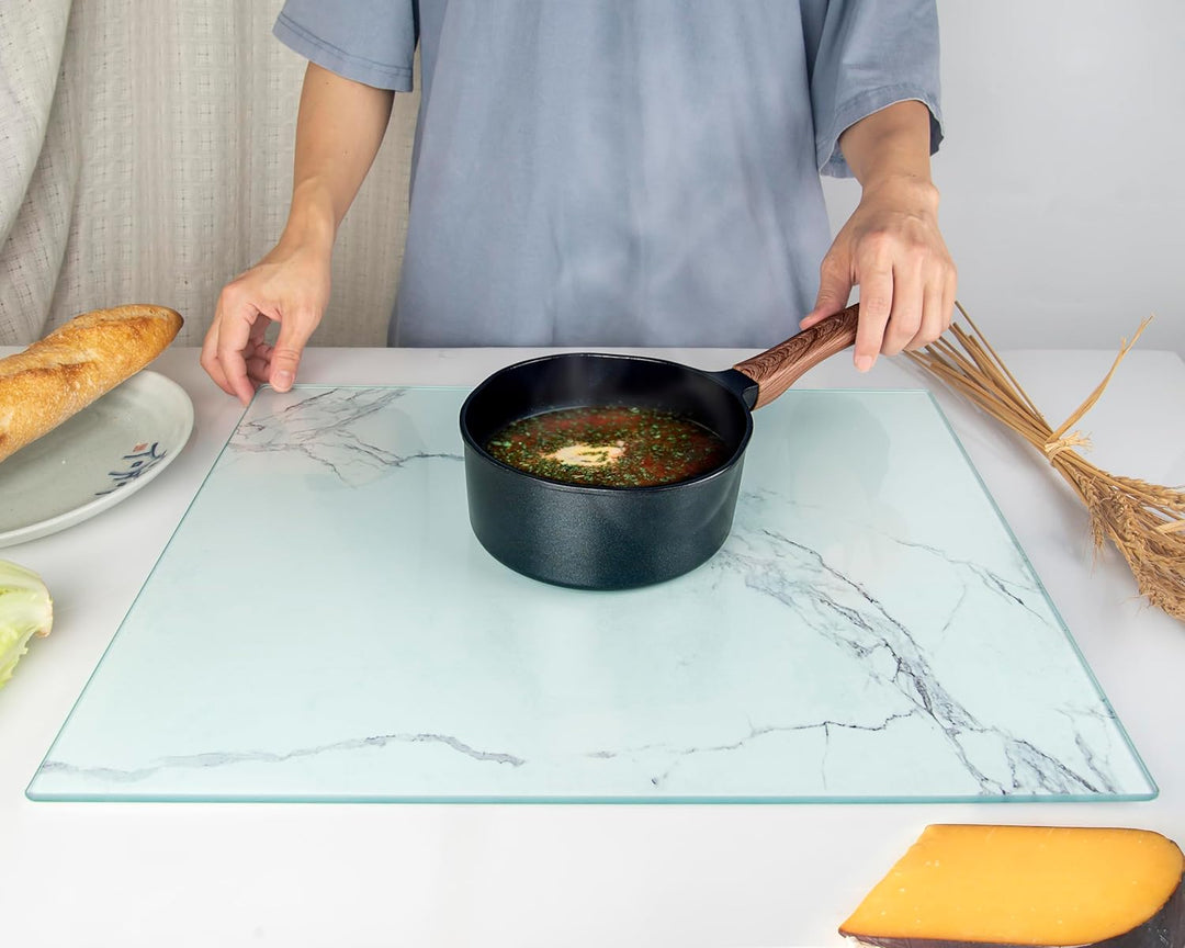 Kitchenville Glas-Schneidebrett, gross, 50 x 40 cm: Glas-Arbeitsplattenschutz für Küchen, langlebige