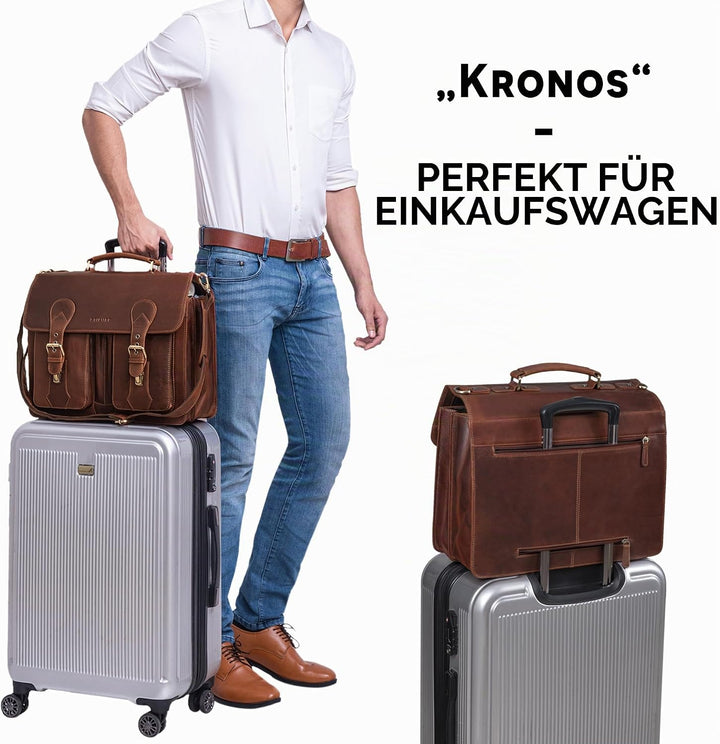 STILORD 'Kronos' Aktentasche Leder Herren Lehrertasche Leder-Tasche Büro Business gross Arbeitstasch