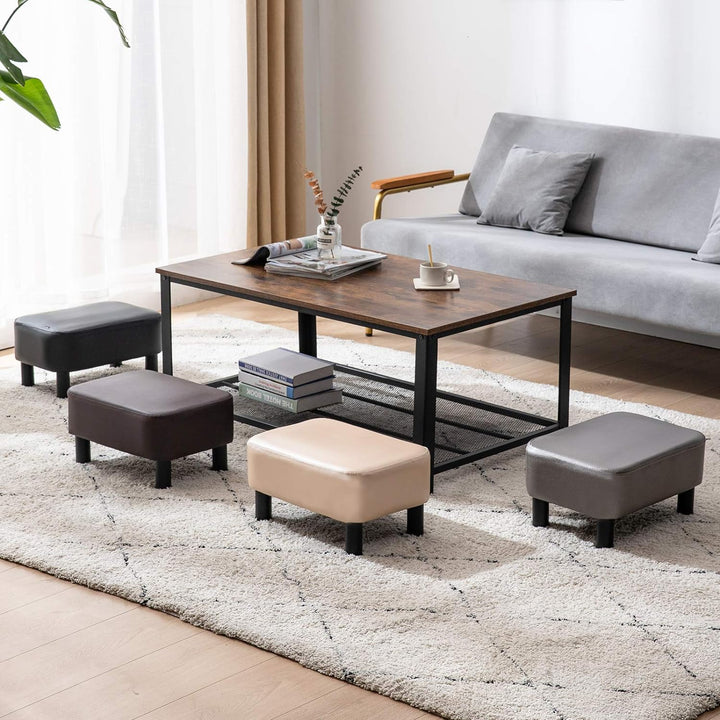 YMYNY Rechteckiger Fusshocker Sitzbank, 42 x 29 x 23 cm, Gepolsterter Hocker aus PU-Leder, mit Holzb