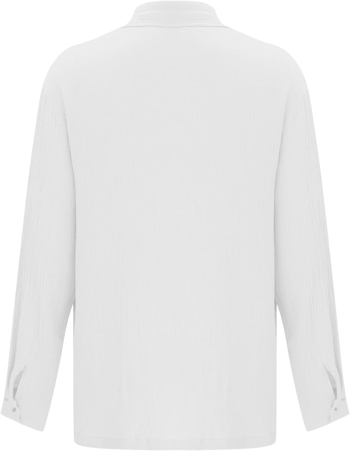 Generisch Leinenhemd Herren,Hemd Herren Langarm mit Knopfleiste,Tops für Männer,Hawaii Männer,Arbeit