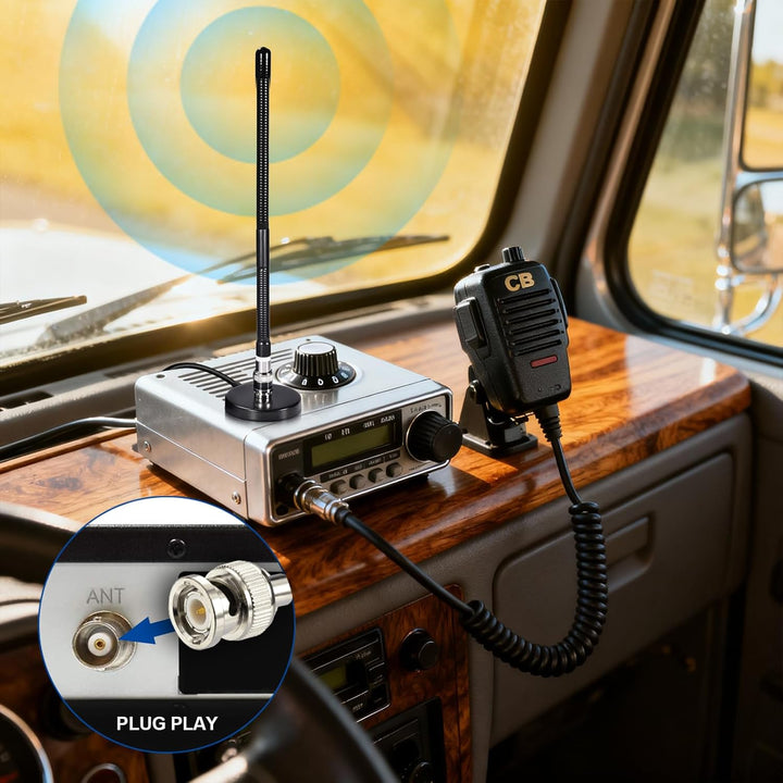 Bingfu CB Antenne 27-MHz CB-Radioantenne BNC PL259 Soft Whip Magnetfuss Antenne Kompatibel mit Cobra