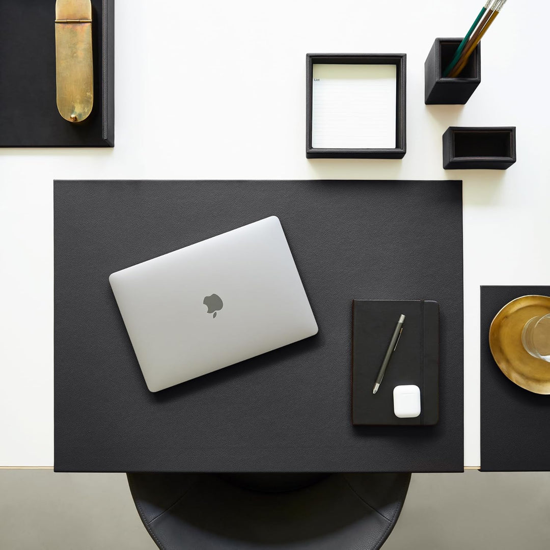 Eglooh - Atena - Taschenleerer aus echtem Leder Schwarz - Schreibtisch-Organizer mit modernem Design