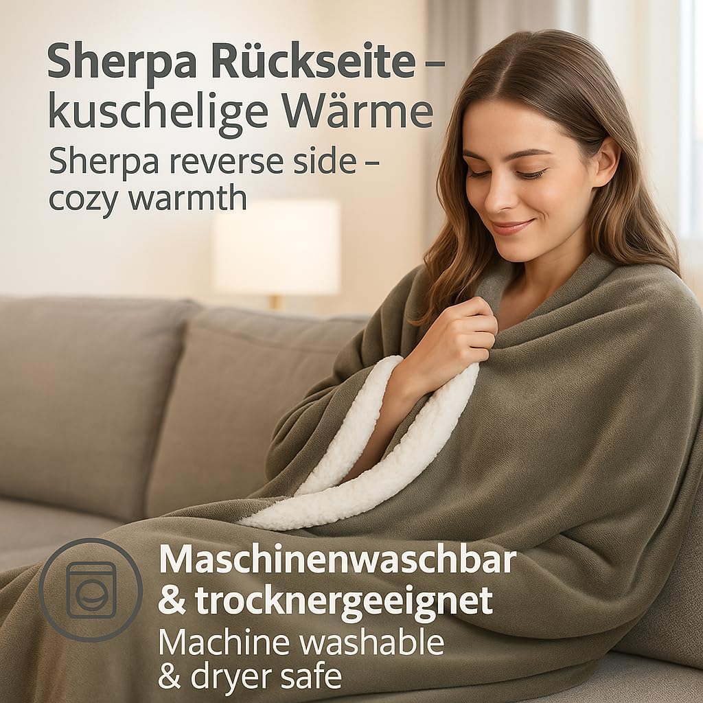 Betz Luxus Flanell Sherpa Kuscheldecke Flauschig Sofa Fleecedecke Verona - Wohndecke XXL Warm Sofade