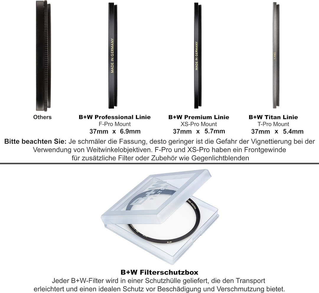 B+W Schutz-Filter, Clear Filter (37mm, MRC Nano, XS-Pro, 16x vergütet, slim, Premium) 37 mm XS-PRO (