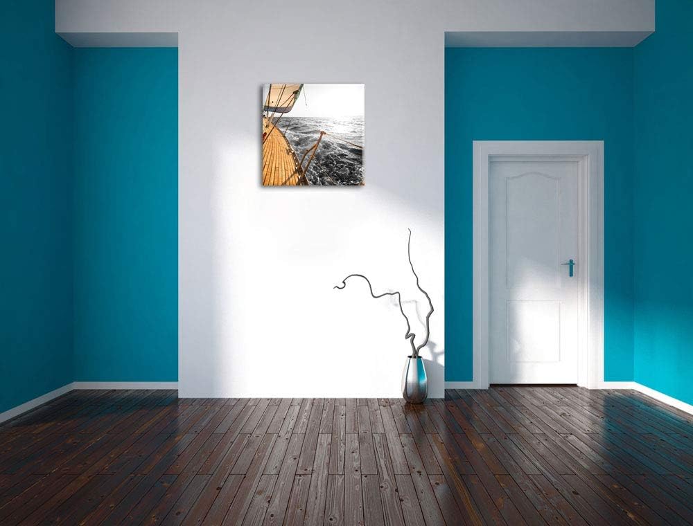 Pixxprint schief liegendes Segelboot als Leinwandbild/Grösse: 70x70 cm/Wandbild/Kunstdruck/fertig be