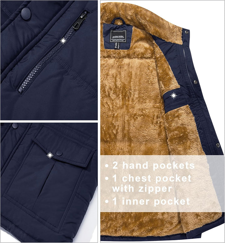 MAGCOMSEN Weste Herren Gefüttert Winterjacke Ärmellos Warme Fleeceweste Freizeit Thermo Übergangswes