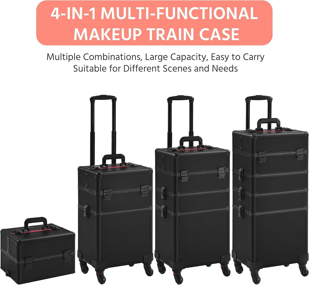 Yaheetech Alu Make-up Koffer Trolley 4-in-1 Kosmetikkoffer Beauty Case Transportkoffer 34 x 25,5 x 8