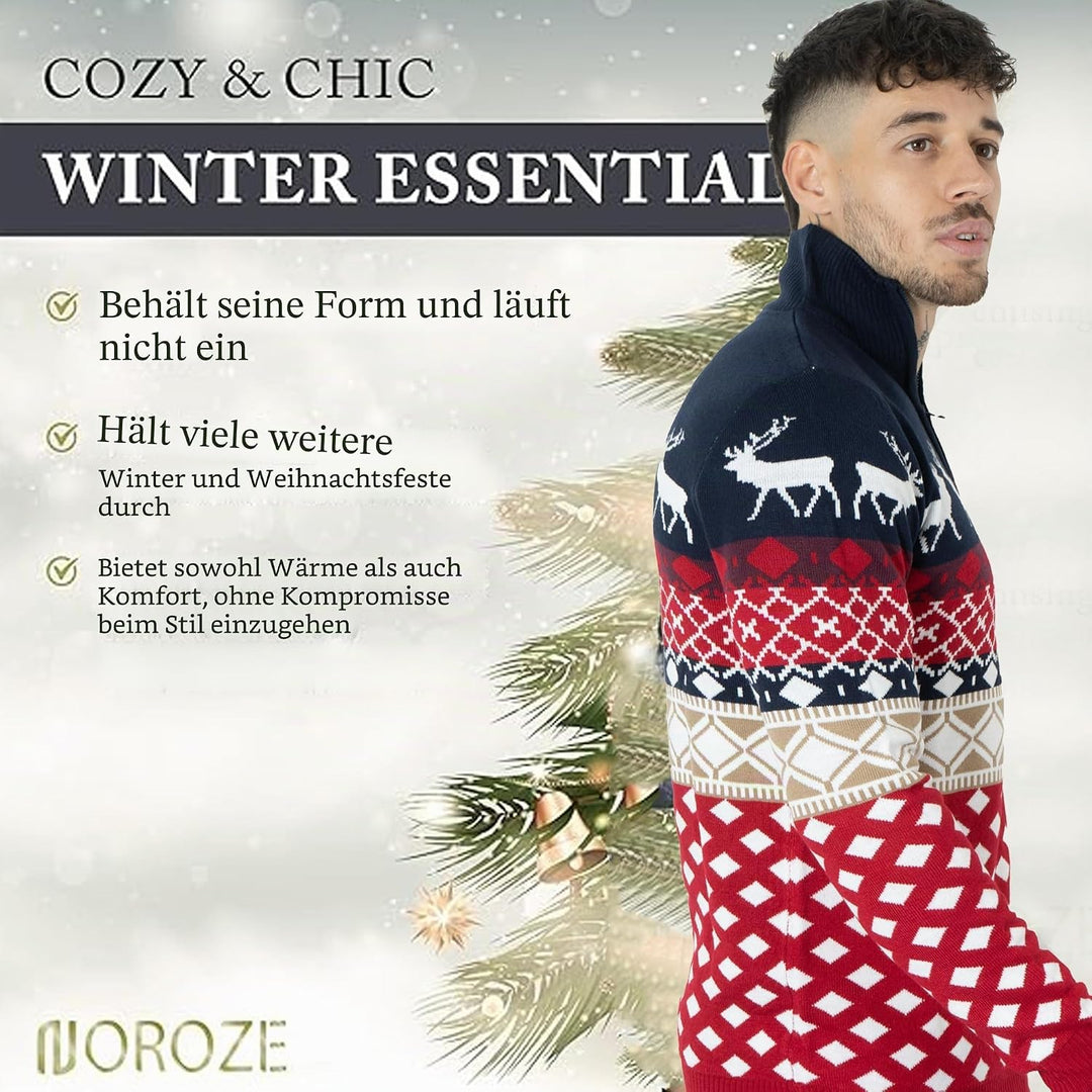 NOROZE Herren Weihnachten Pullover Neuheit Faire Insel Jumper Grobstrick Pulli für Frauen Unisex S N