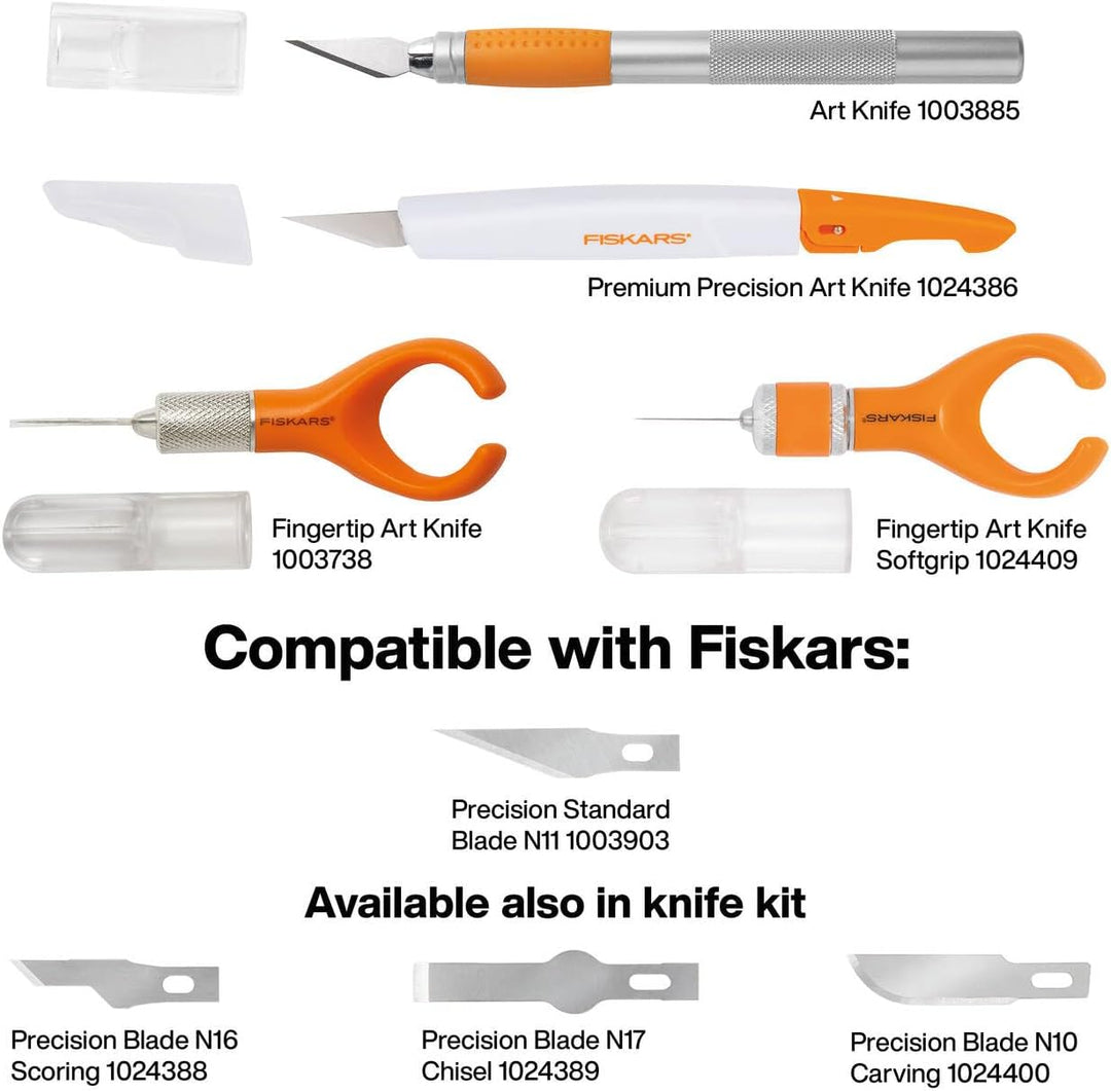 Fiskars Finger-Bastelmesser/Cutter, Für Rechts- und Linkshänder, Gesamtlänge: 17,6 cm, Qualitätsstah