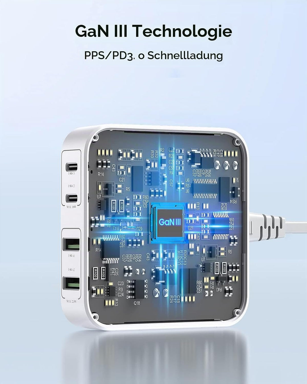NANAMI 100W USB C Ladegerät Mehrfach - 4-Port Desktop Charger GaN USB C Netzteil PD Ladegerät mit PP