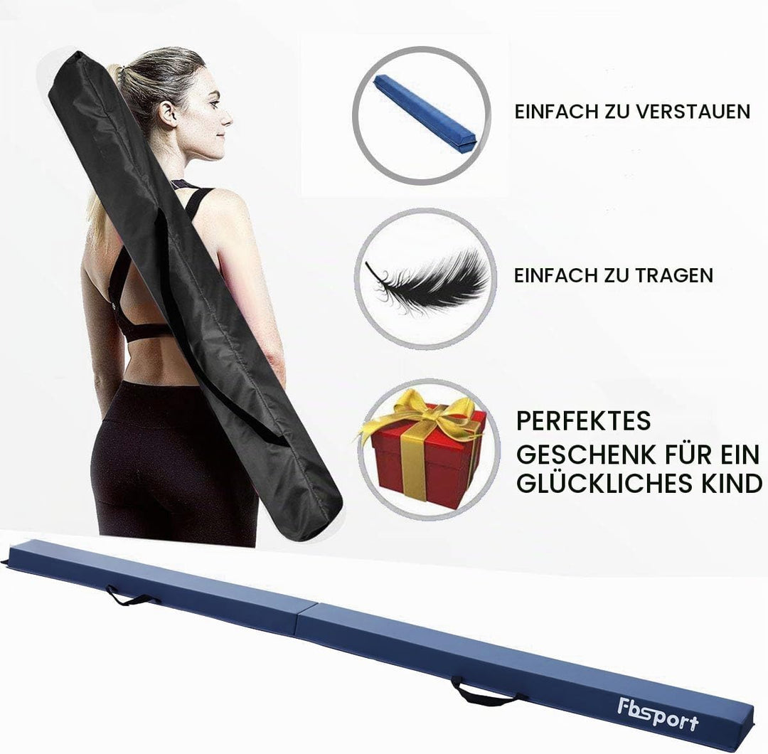 FBSPORT Schwebebalken Kinder 240/270/300 cm Faltbarer Balken Turnen Balance Beam für Zuhause Trainin