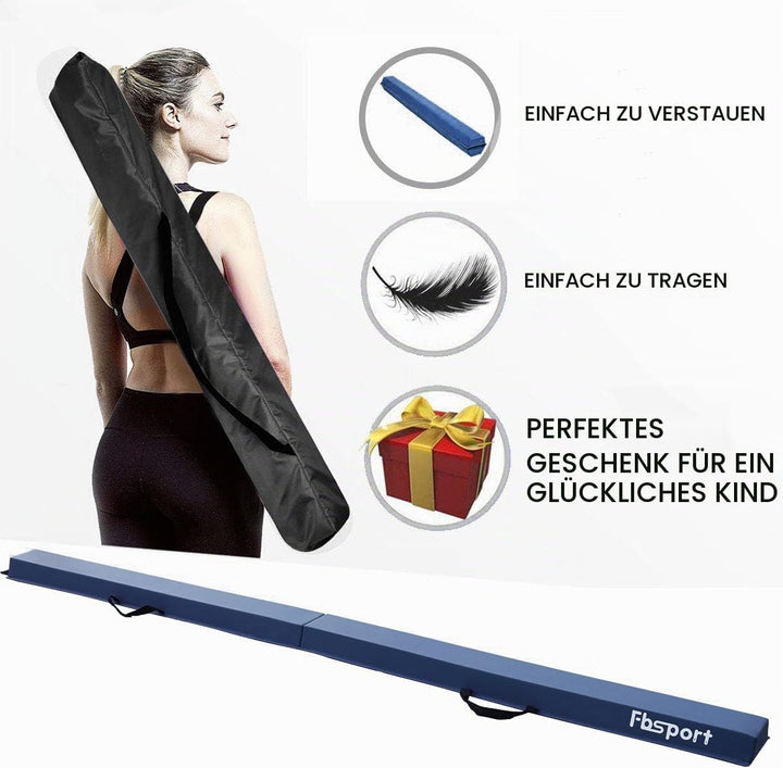 FBSPORT Schwebebalken Kinder 240/270/300 cm Faltbarer Balken Turnen Balance Beam für Zuhause Trainin