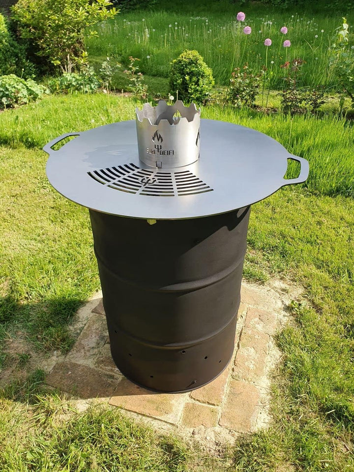 FireDeifi Set Feuerplatte + Wokaufsatz + Abstandshalter | Ø80 cm Grillplatte | Plancha | BBQ – hochw