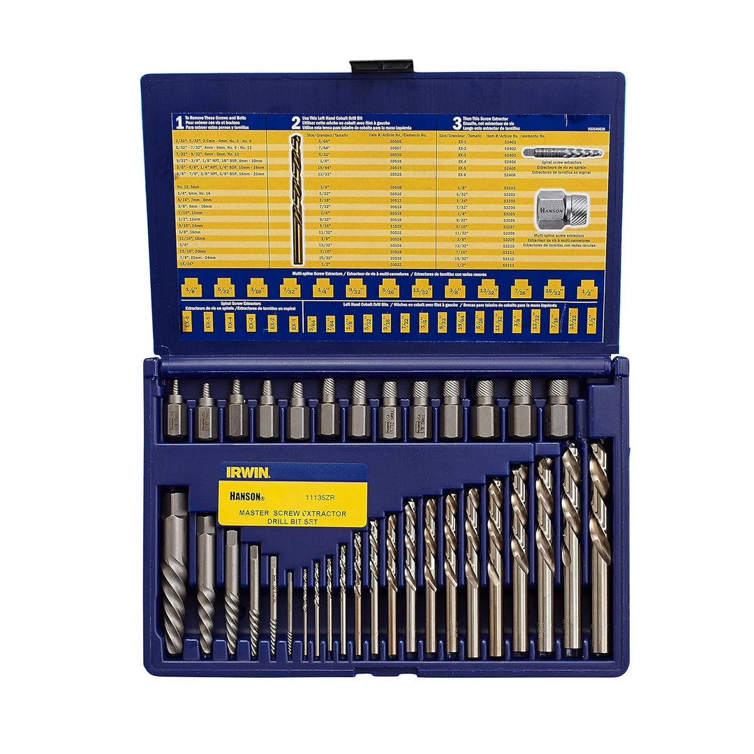 Irwin 1135ZR Schraubenausdreher/Bohrer-Set, 35-teilig Schraubenausdreher, spiralförmig 35-Piece, Sch