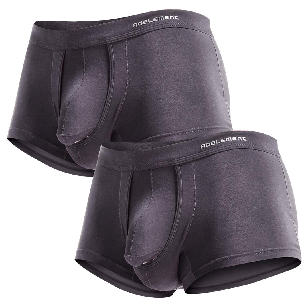 Ouruikia Herren Unterwäsche Modal Boxershorts Leichte Turnks Tagless Unterhose mit separater Tasche