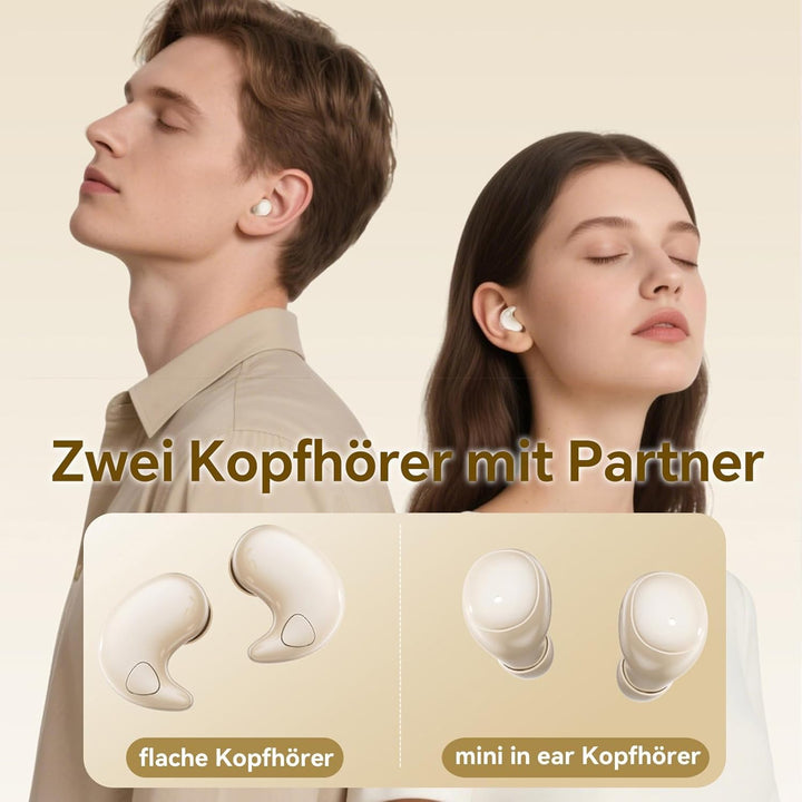 2 Paar Mini Unsichtbare Kopfhörer Kabellos Bluetooth für Kleine Ohren Schlafkopfhörer Seitenschläfer