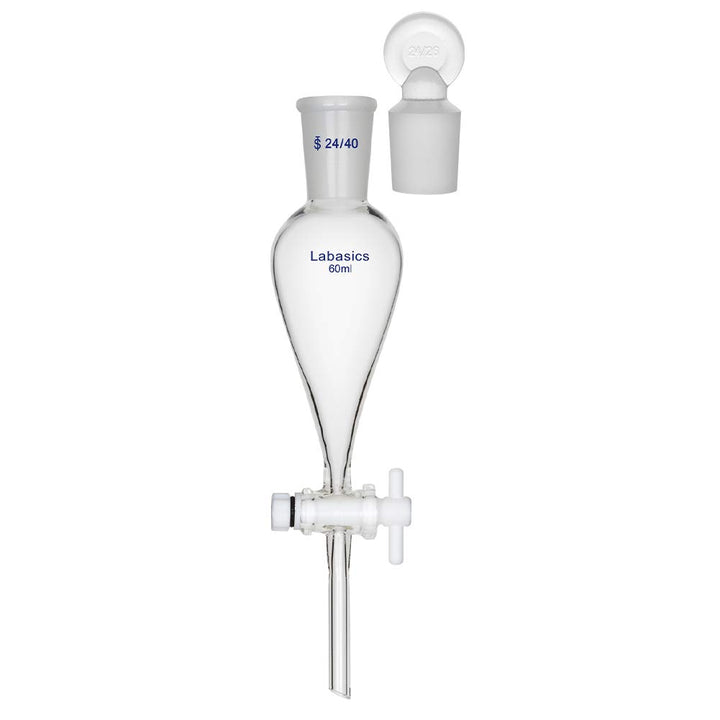 Labasics 60ml Borosilikatglas Konischer Scheidetrichter mit PTFE-Absperrhahn, Separatory Funnel 60 m