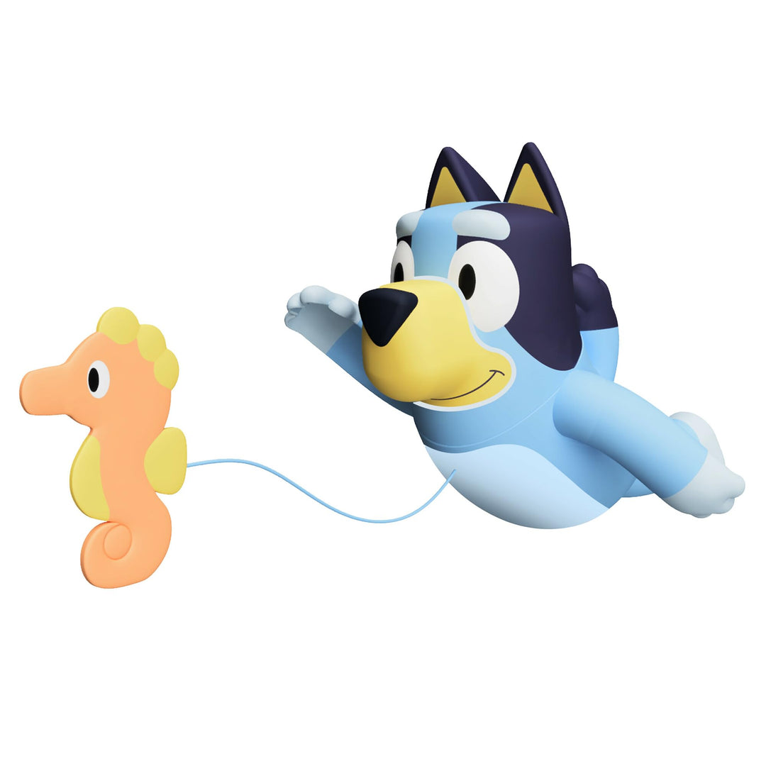 Tomy Toomies Swimming Bluey - Kleinkind Badespielzeug mit Zugschnur Seepferdchen, schwimmt auf Vorde