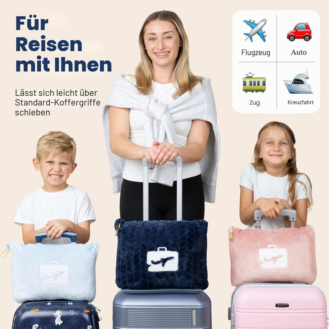 EverSnug Reisedecke und -Kissen - hochwertige, weiche 2-in-1-Flugzeugdecke mit weichem Kopfkissenbez