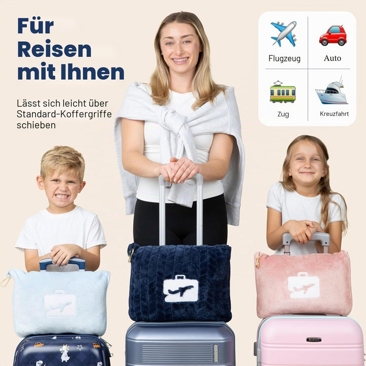 EverSnug Reisedecke und -Kissen - hochwertige, weiche 2-in-1-Flugzeugdecke mit weichem Kopfkissenbez