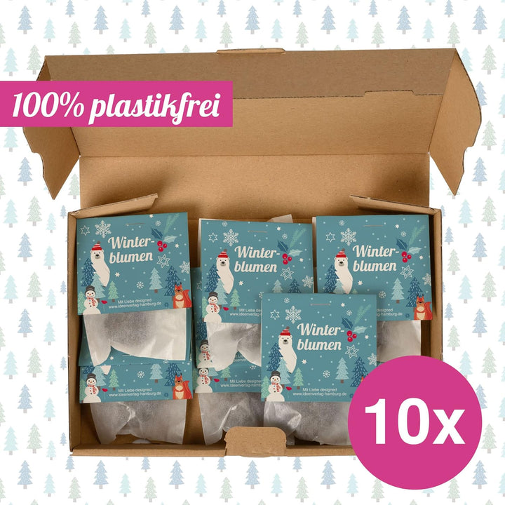 10x "Winterblumen" Winter Samenbomben Kindergeburtstag / treiben aus bei Kälte! / Geschenke Mitgebse